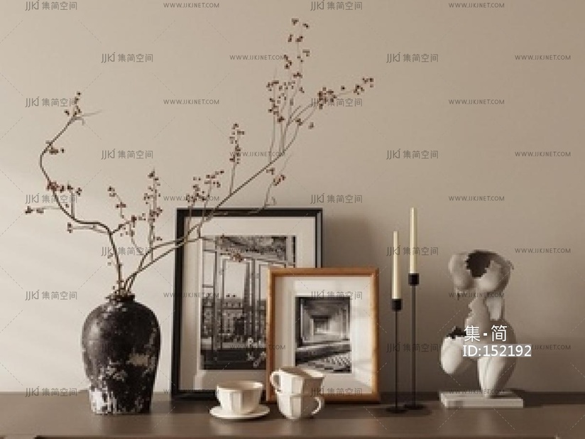 法式新中式其他摆件_禅意摆件_盆栽SU模型