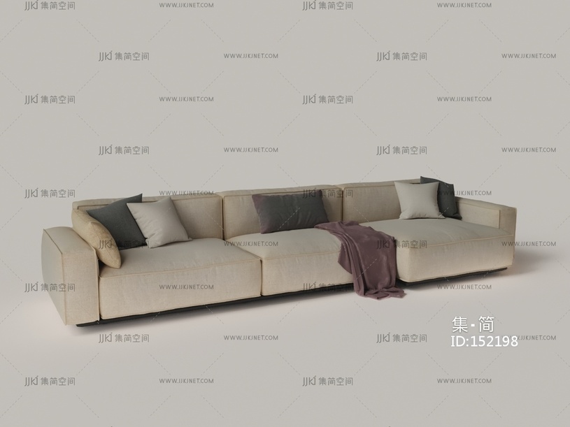 现代做旧布艺多人沙发