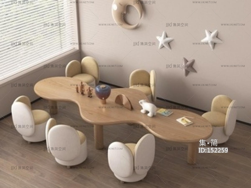 现代儿童桌椅，游戏桌椅_学习桌椅SU模型