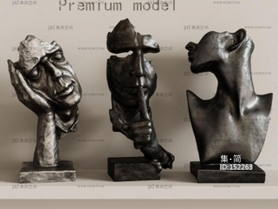 意式中古雕塑摆件3D模型