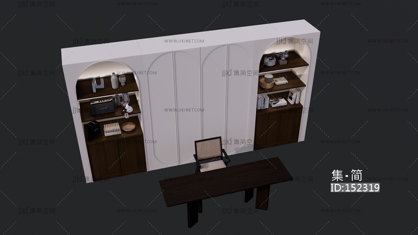 中古风书房书柜桌椅组合