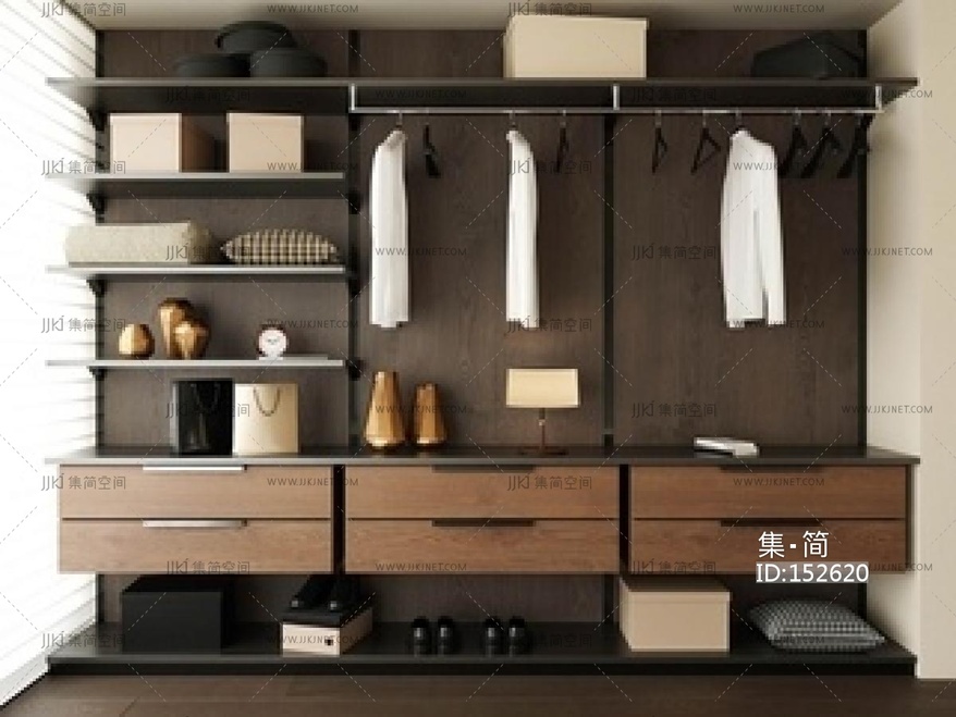 现代衣柜_开放式衣柜_衣柜_衣帽间_成品衣柜SU模型