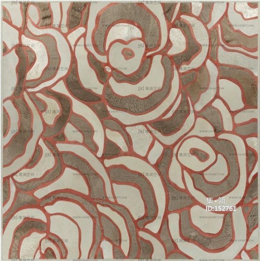 新中式花纹花瓣地毯 (2)