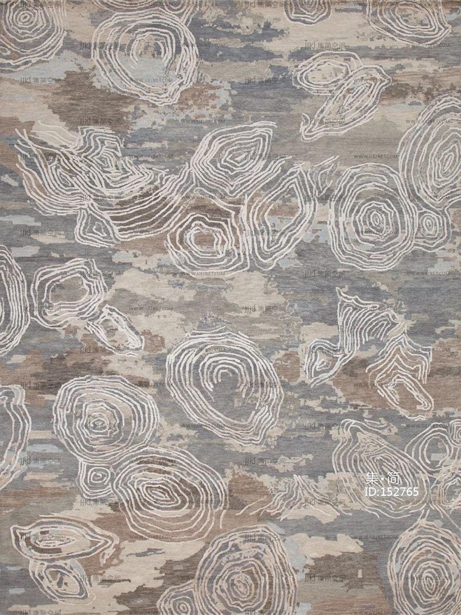 新中式花纹花瓣地毯 (7)