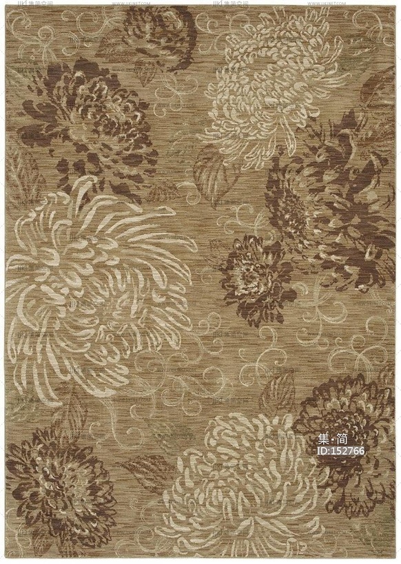 新中式花纹花瓣地毯 (8)