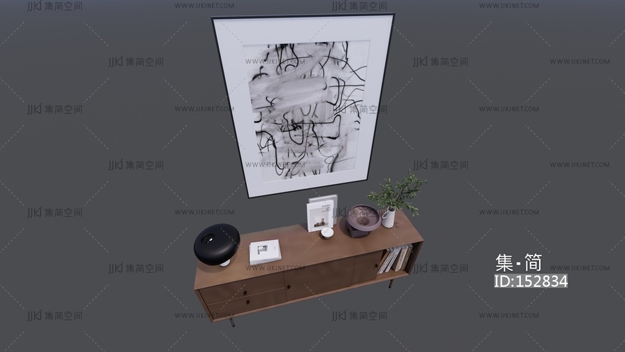 中古风边柜挂画组合