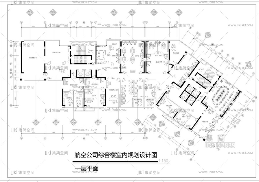 航空公司综合楼室内规划设计图cad
