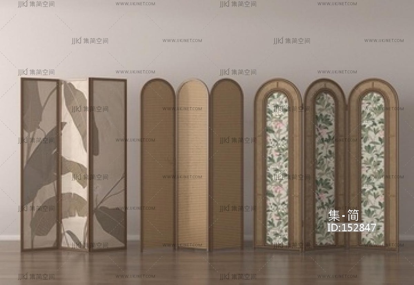 侘寂屏风_侘寂屏风隔断_折叠屏风SU模型