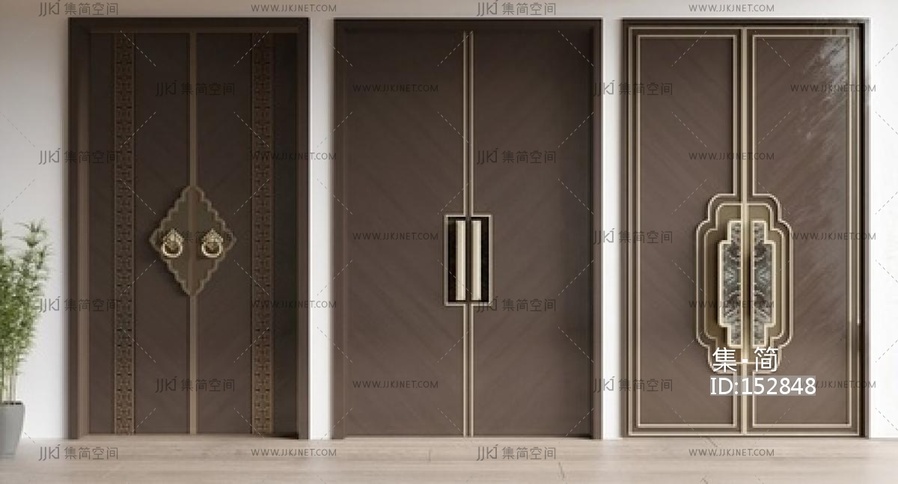 新中式双开门_新中式双开门SU模型