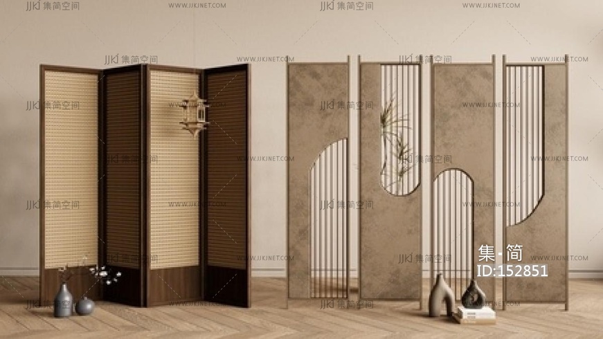 新中式侘寂屏风SU模型