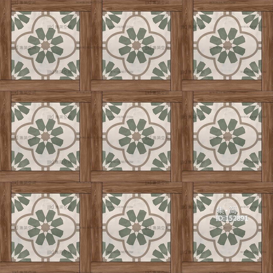 法式复古木纹花砖贴图