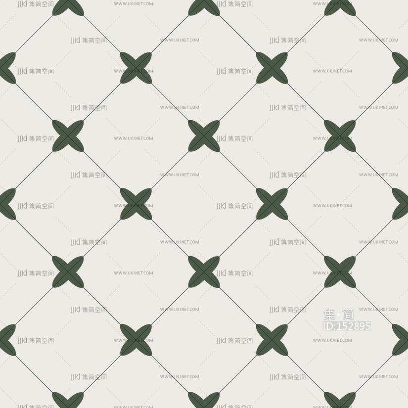 法式奶油白色瓷砖_无缝_白底绿花砖_厨卫砖_复古砖贴图