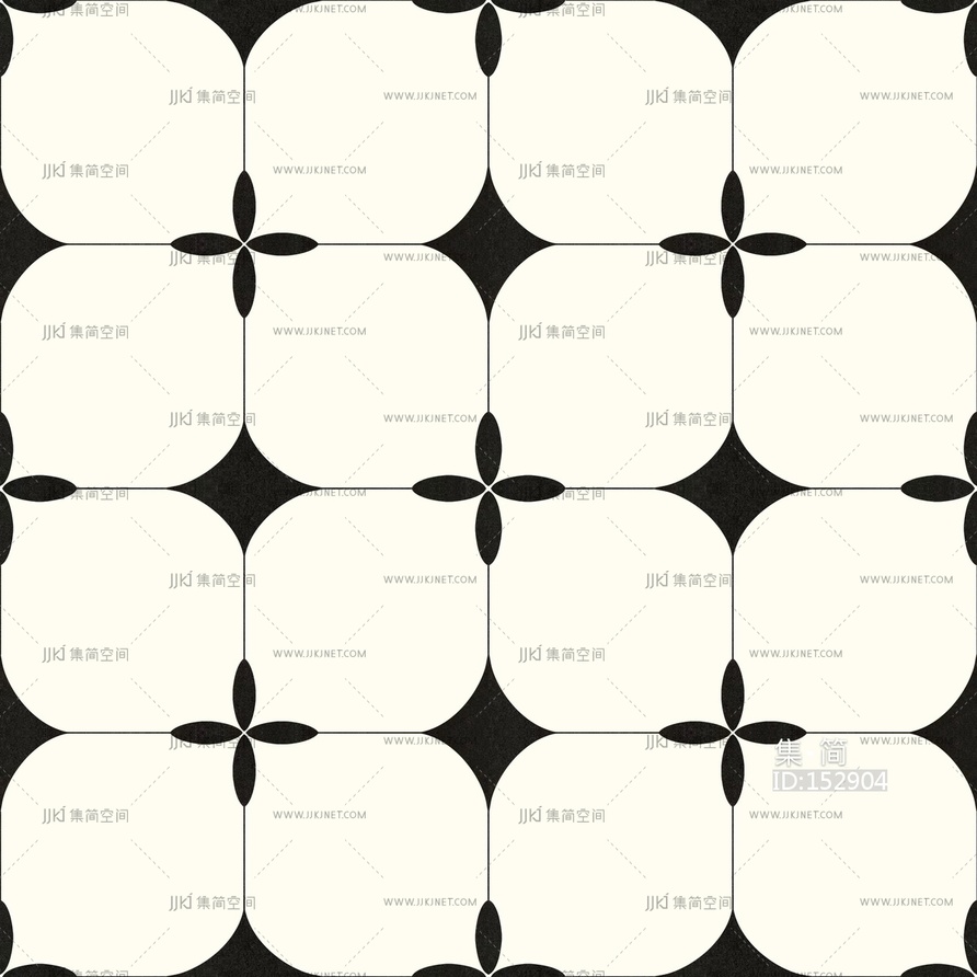 法式中古仿古砖_奶油黑白花砖_地砖_花砖_艺术砖贴图
