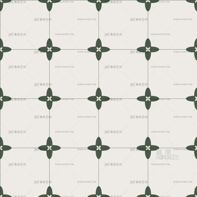 中古奶油仿古砖_豆绿色_花砖_复古砖贴图