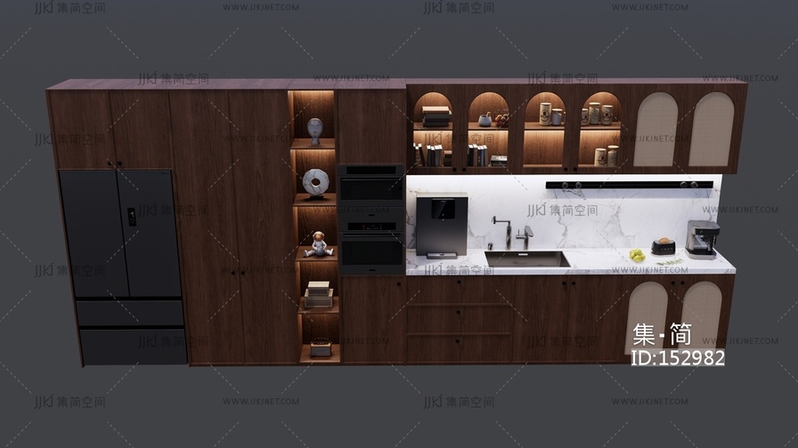 中古风橱柜电器柜组合