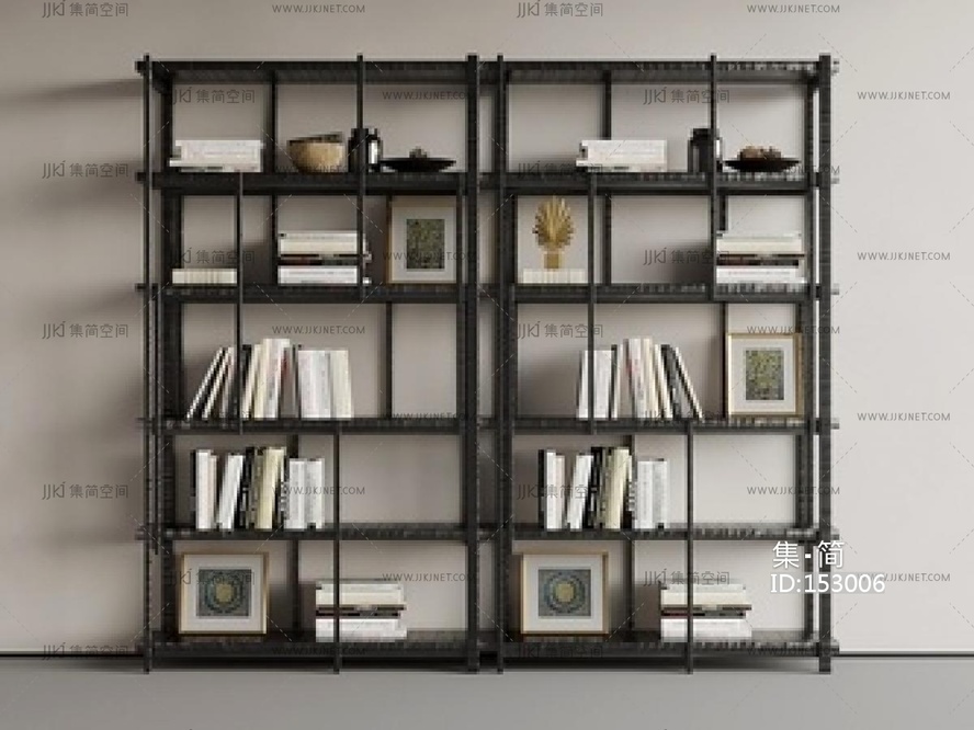 复古书架_复古风书架_书柜SU模型