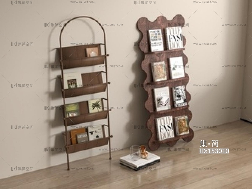 中古奶油书架SU模型