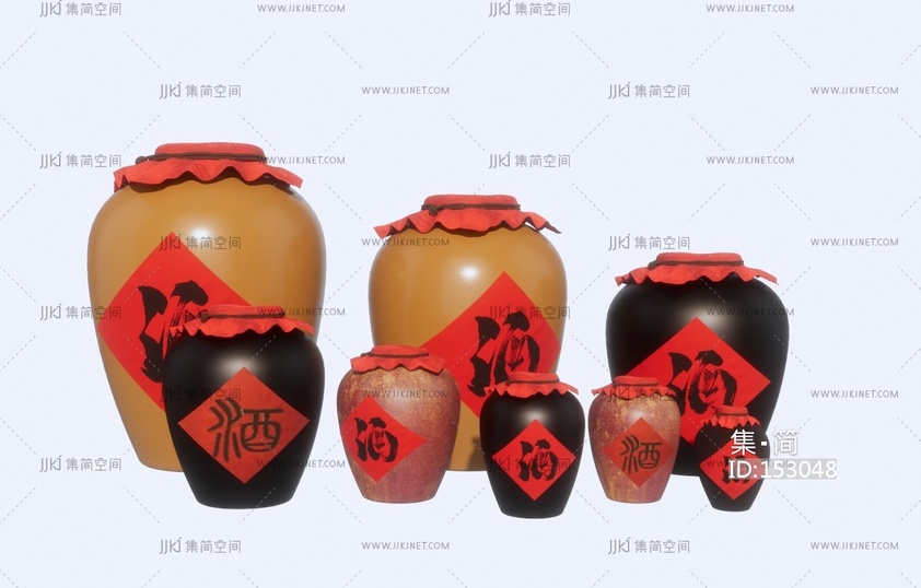 现代其他摆件_酒坛子_酒坛_酒瓶_酒罐SU模型