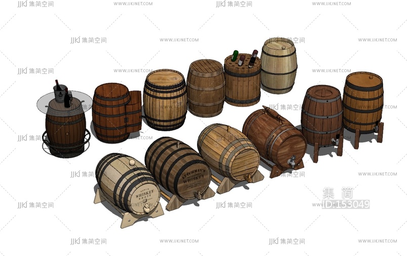 现代盛具_啤酒木桶_橡木酒桶_扎啤桶SU模型