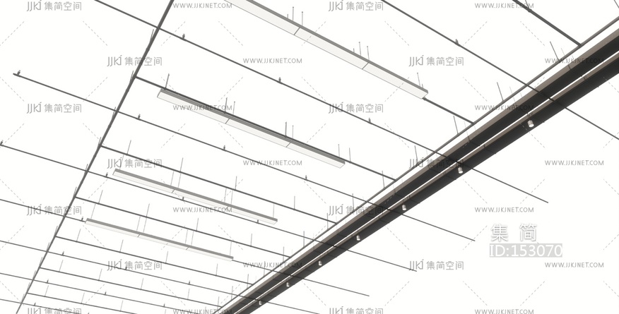 常用喷淋管道，长条吊灯，空调管道su模型