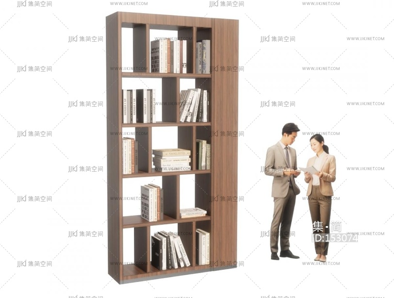 现代书柜隔断书柜su模型