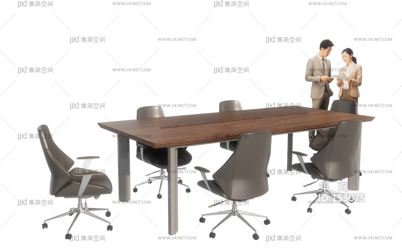 小会议桌椅办公人物su模型