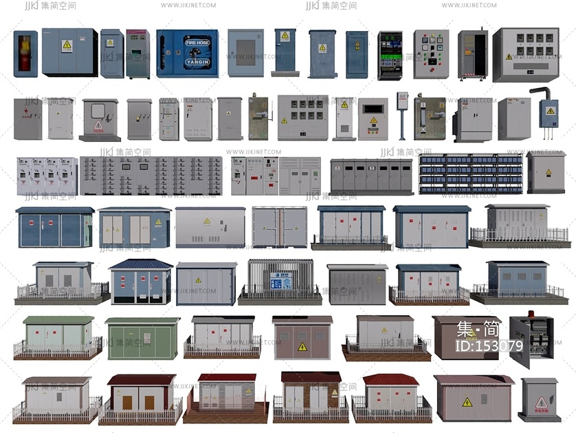 工业设备_配电房配电箱_变电箱工业设备间_发电房发电站_控制室_变压器变压站3D模型v