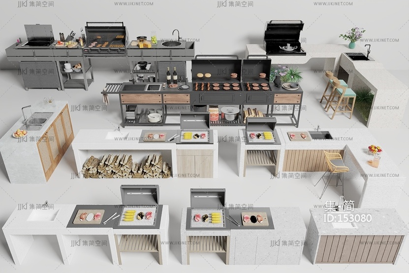 户外洗手台_烧烤台_庭院操作台3D模型