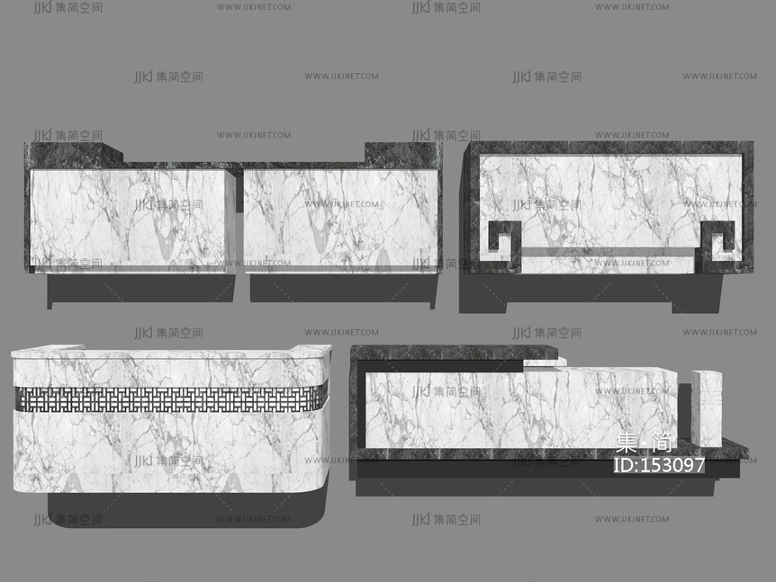 现代风格办公室前台 su草图模型