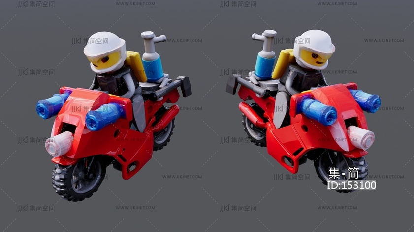 骑摩托的乐高人物玩具 su草图模型