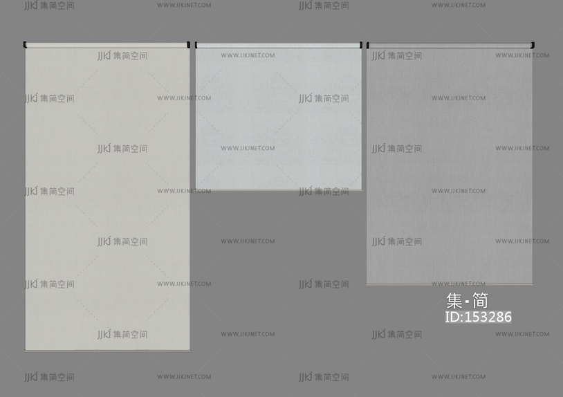 现代简约窗帘_办公室卷帘SU模型