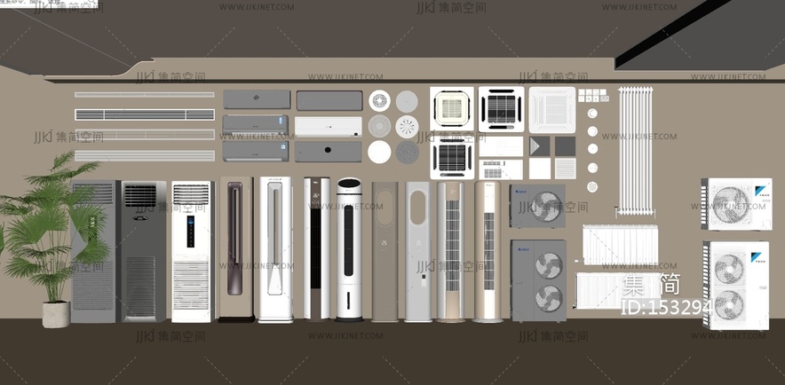 现代空调组合,空调外机_暖气片SU模型