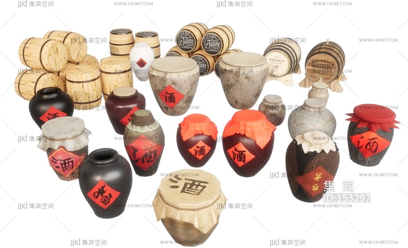 酒罐酒桶_酒坛子_酒罐SU模型