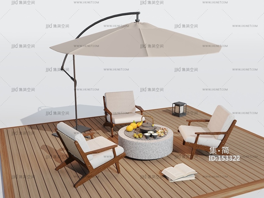 现代户外桌椅3D模型