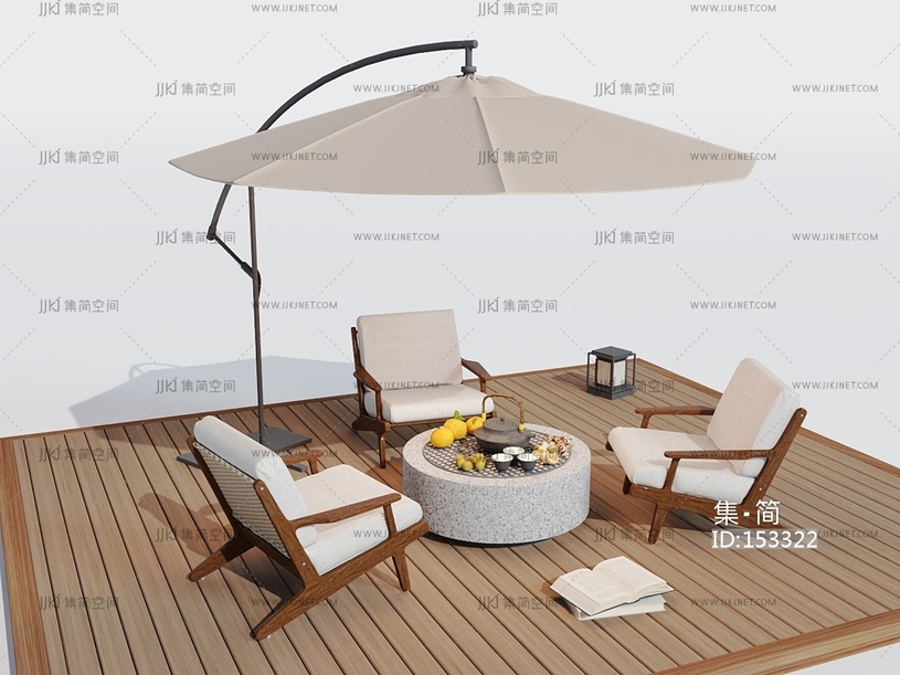 现代户外桌椅3D模型