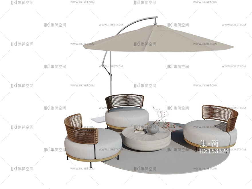 09-现代户外沙发_庭院沙发遮阳伞_户外沙发椅_休闲沙发_现代户外沙发3D模型