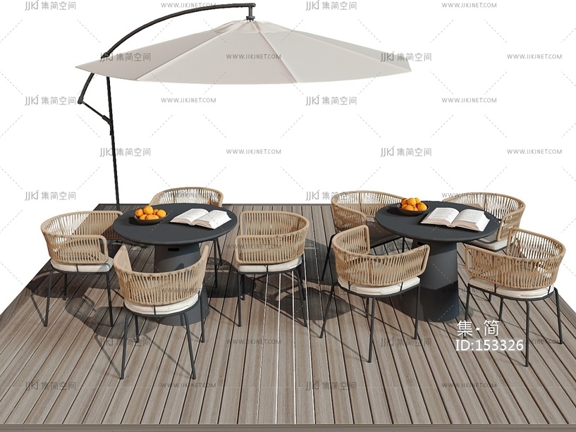 现代户外桌椅_休闲椅_洽谈桌椅_户外椅_户外餐桌_遮阳伞3D模型