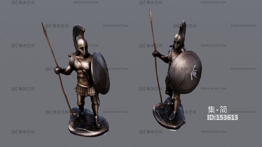 穿盔甲的士兵雕塑 su草图模型