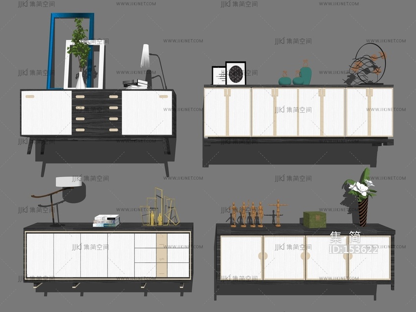 现代风格电视柜 su草图模型