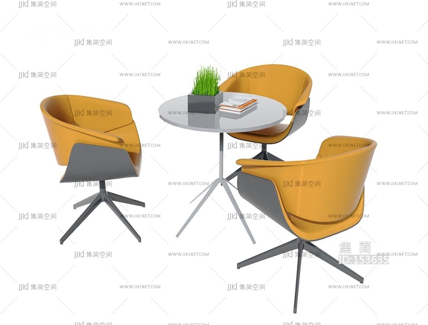 现代休闲桌椅组合3D模型