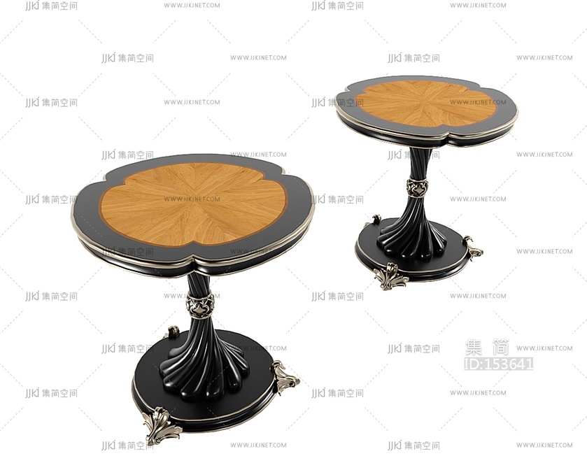 美式法式边几_圆边几3D模型v