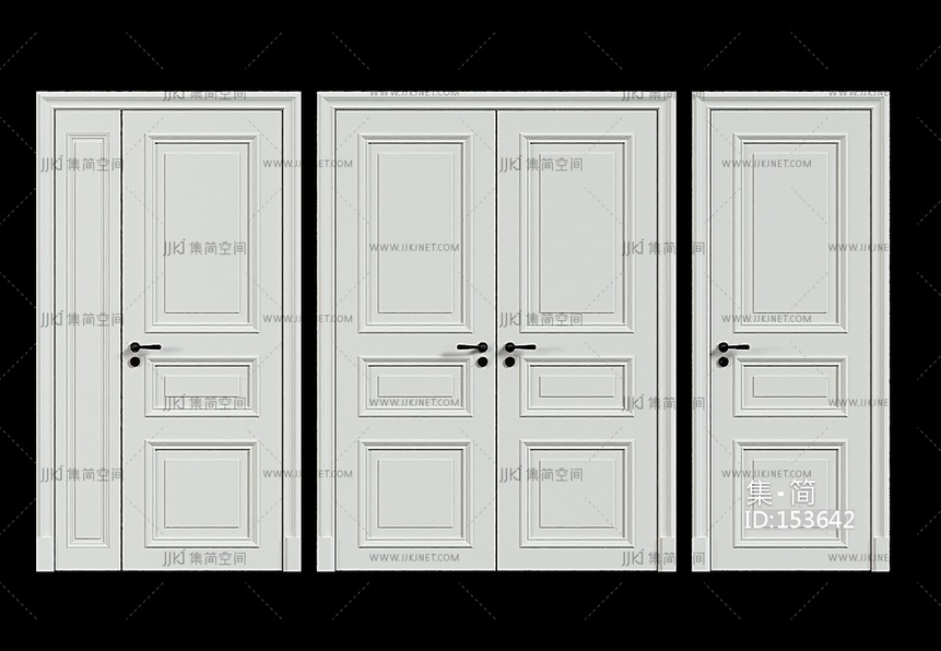 简欧现代门组合3D模型