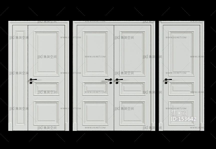 简欧现代门组合3D模型