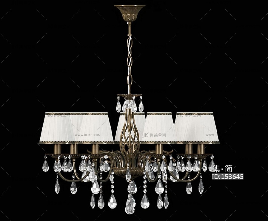 欧式古典吊灯灯罩吊灯3D模型