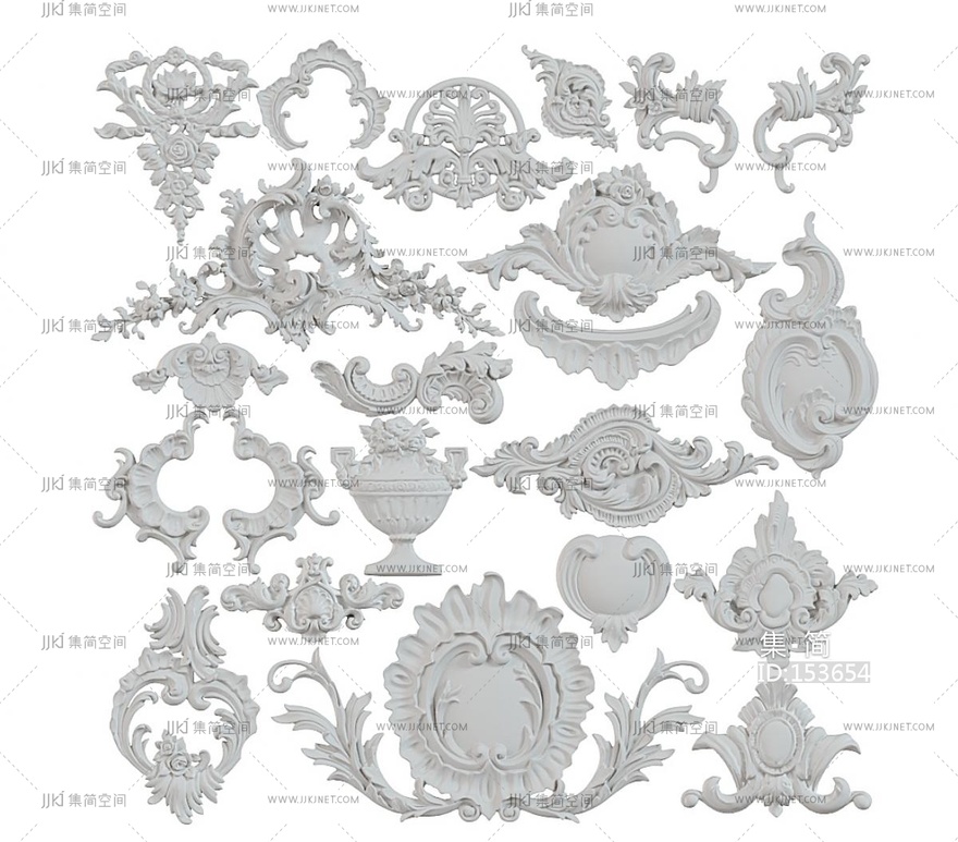 简欧雕花欧式雕花石膏3D模型