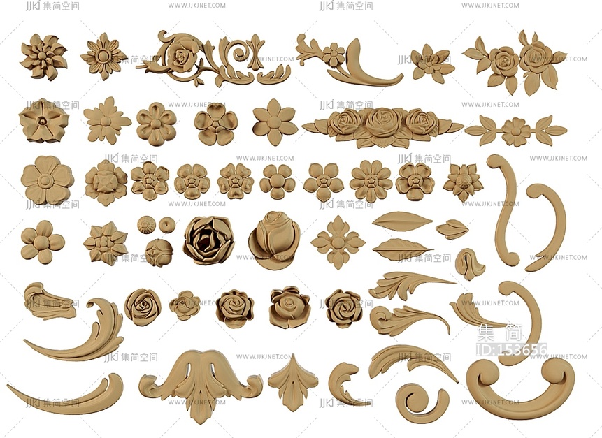 简欧欧式雕花3D模型