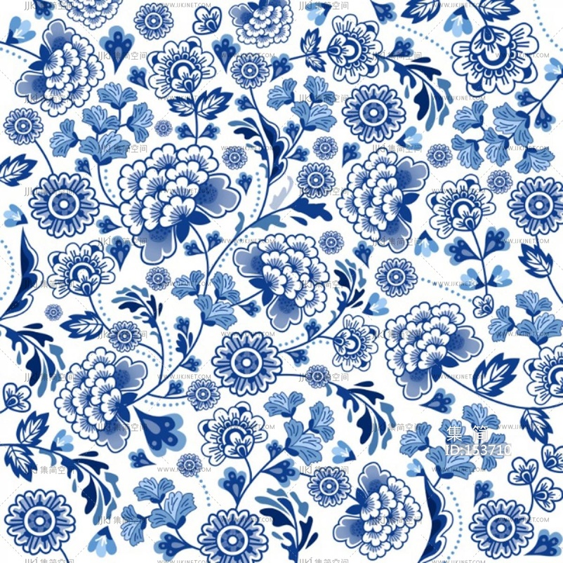 新中式壁纸_青花瓷布艺壁纸_新中式花纹壁纸贴图