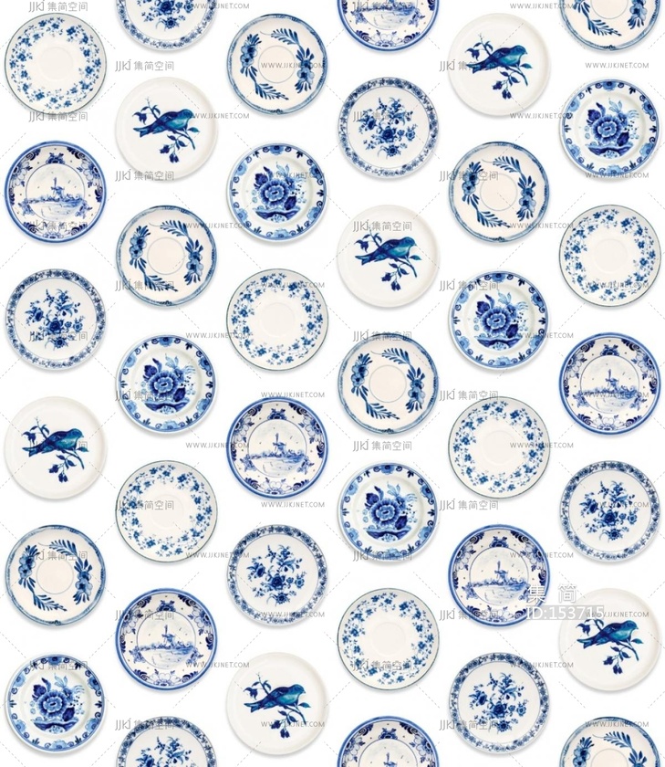 中式新中式壁纸_青花瓷壁纸贴图