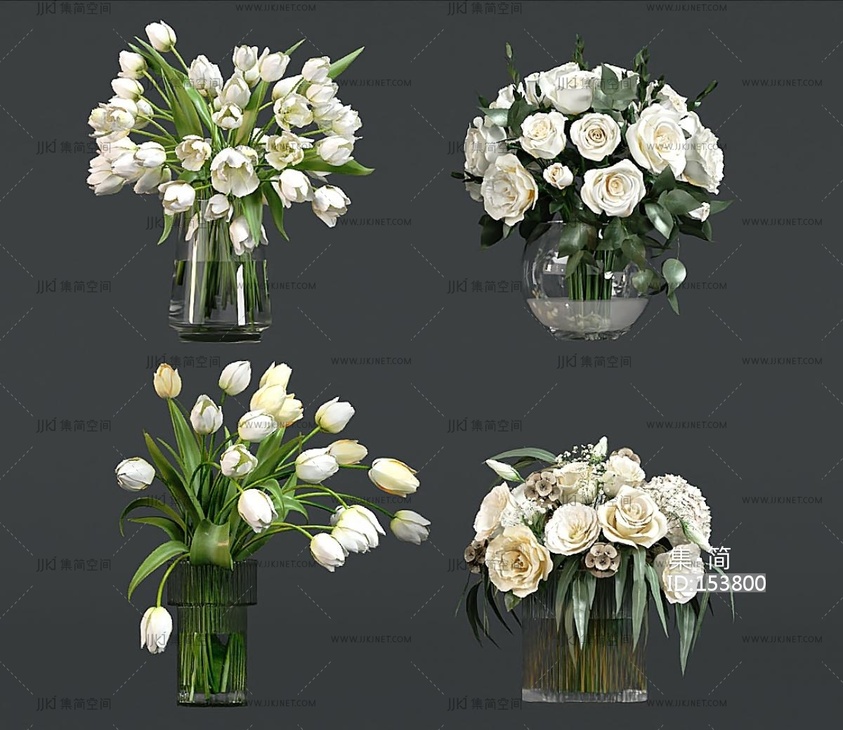 花瓶插花花艺花3D模型
