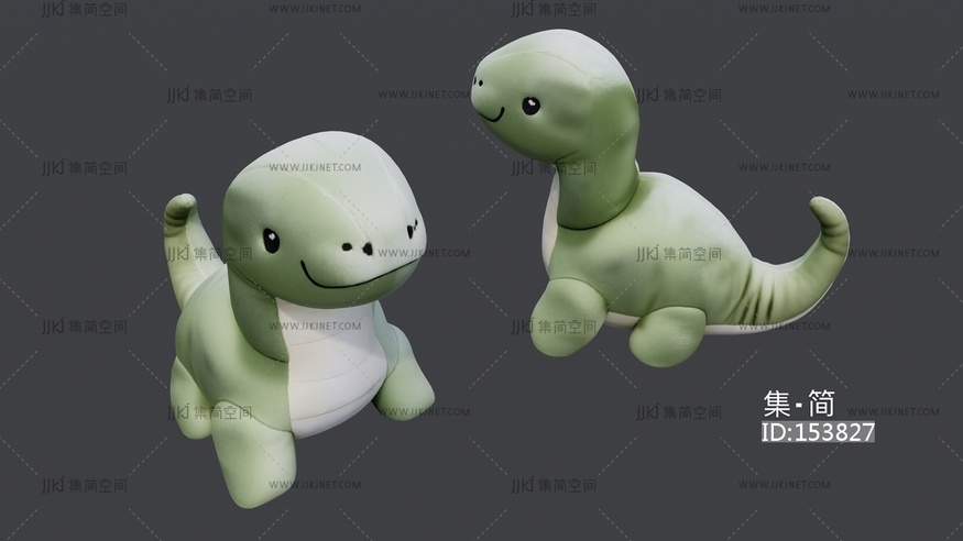 绿色小恐龙毛绒玩具 su草图模型